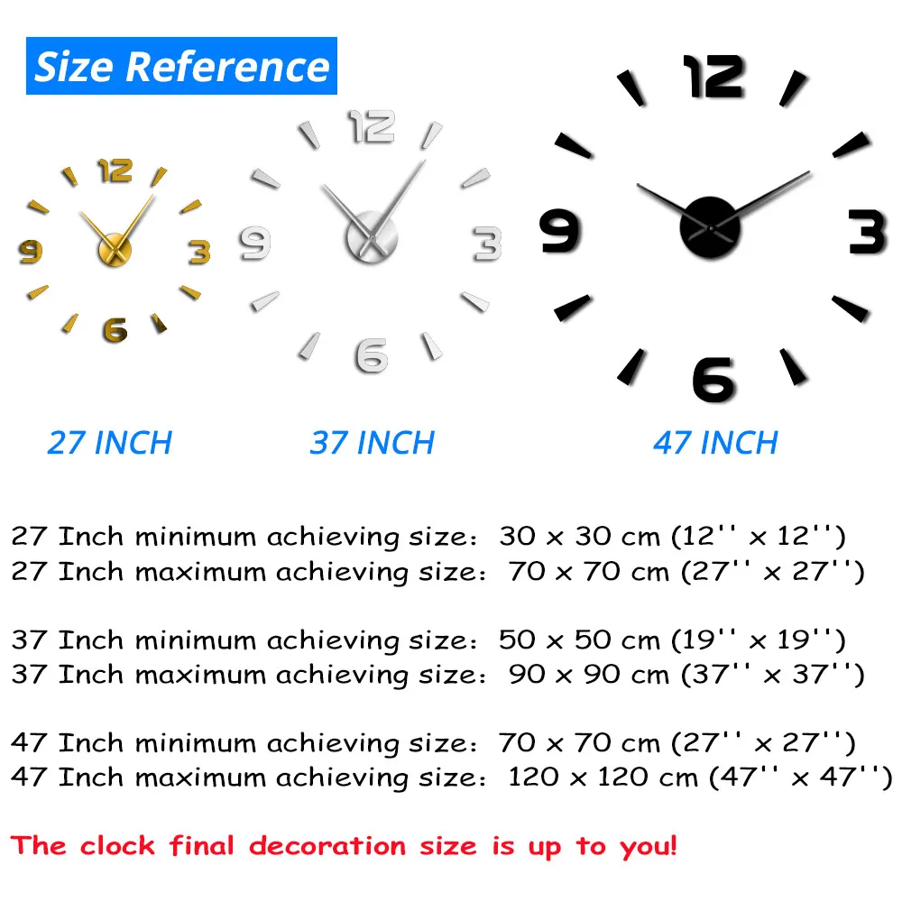 Современные интерьерные большие часы, набор настенных художественных бескаркасных настенных часов, большие настенные часы для самостоятельной сборки, бесшумные зеркальные наклейки, Декор для дома, офиса, школы