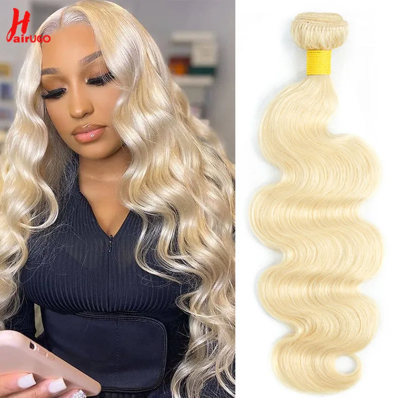 

38" #613 Body Wave Blonde Hair Bundles Brazilian Blonde Human Hair Bundles Blonde Hair Weaving HairUGo Brazilian 10-38 Inches