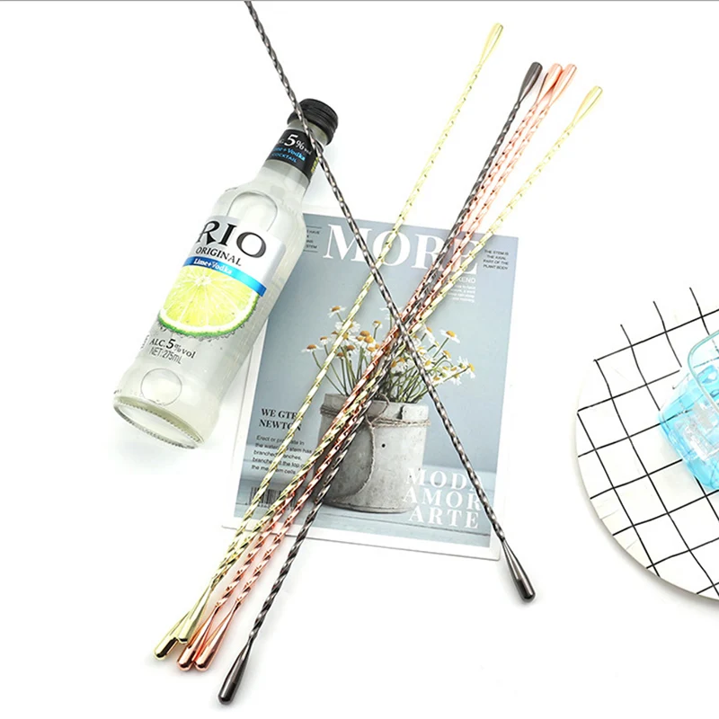 Double Teardrop Cocktail Stirrer Double End Stainless Steel Bar Tool 30cm cocktail stir sticks