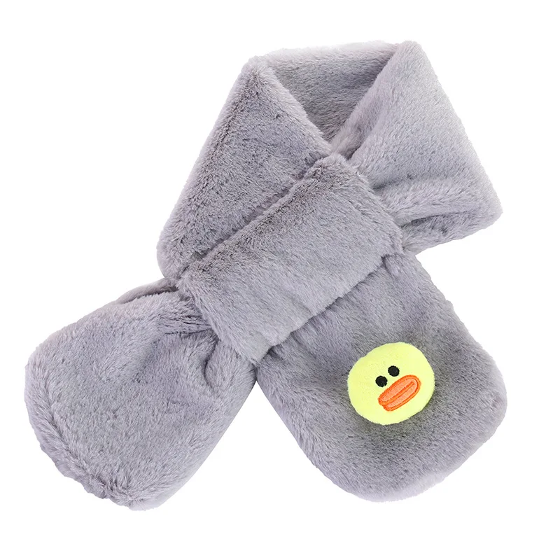 Duck Grey Зимний теплый шарф для девочек шерстяной шарф с искусственным кроликом шаль для мальчиков шарфы Одежда с воротником аксессуары - Цвет: Duck Grey