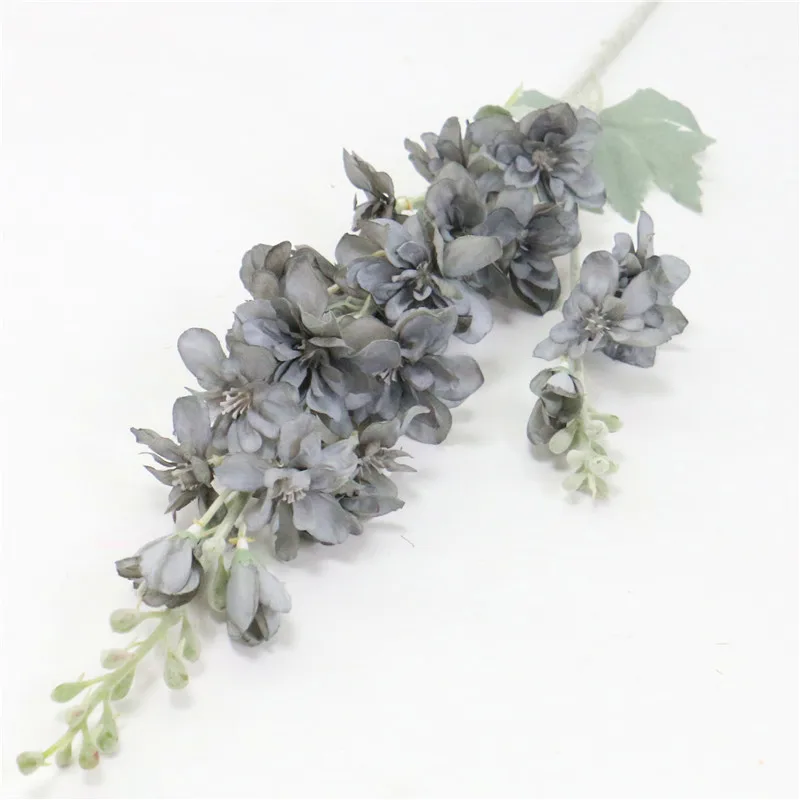 Серый 87 см фиолетовый delphinium DIY букет орхидей Шелковый гиацинт Континентальный Искусственные цветы Свадебные, домашние, вечерние, рождественские украшения - Цвет: Серый