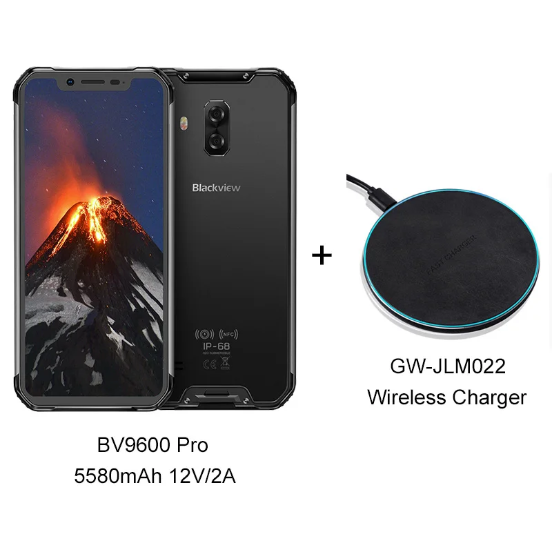 Вентиляторы цена Blackview BV9600 Pro 6 ГБ 128 ГБ P70 AI восьмиядерный смартфон Android 9,0 6,21 ''FHD+ экран IP68 16 МП мобильный телефон - Цвет: Add Wireless Charger