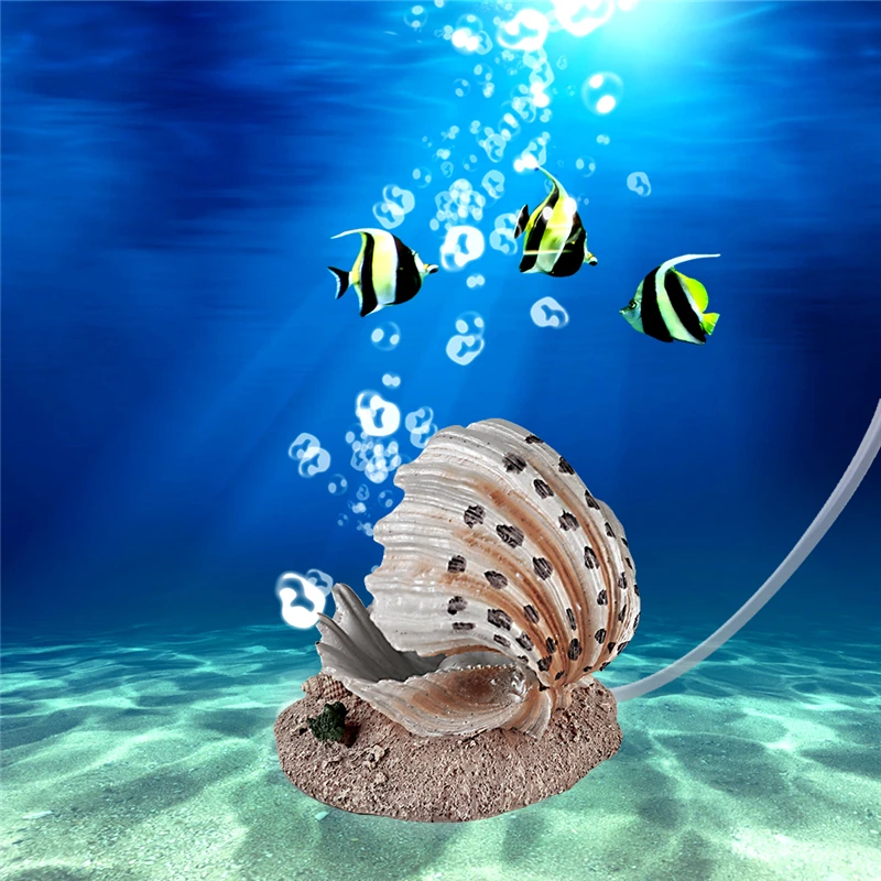 1 Aquarium Decoration Aerating Action Ornament Shell Pearl Air Stone Aquarium Fish Tank Shell Bubbler Decor Bubble Decoration 2019