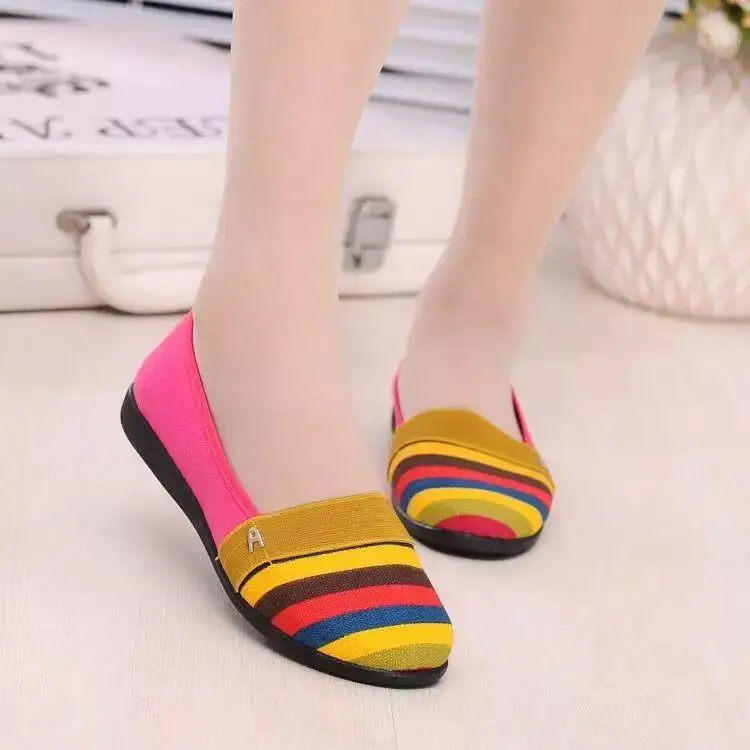 

2019 Autumn New Style Loafers Breathable WOMEN'S Canvas Shoes Fashion Feet Mom Shoes Pedal Color Canvas Shoes