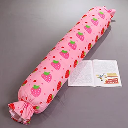 Печатная цилиндрическая Подушка конфет плюшевые Мультяшные животные Спящая Подушка Единорог длинные подушки клубника Фламинго 70/110/140 см - Цвет: Pink Strawberry105cm