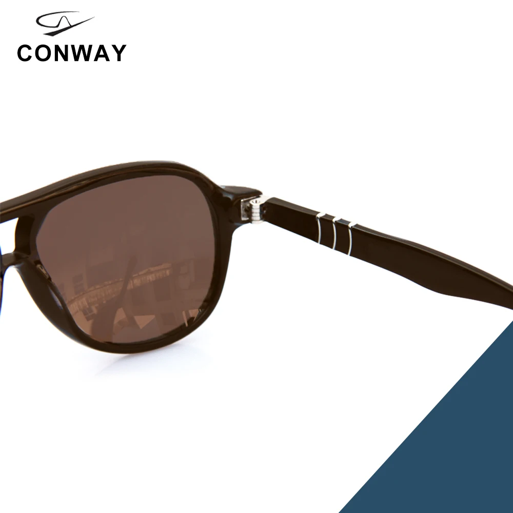 Поляризованные солнцезащитные очки Conway для мужчин и женщин, UV400, солнечные очки для вождения, ацетатная оправа, персональный фирменный дизайн, черный, коричневый