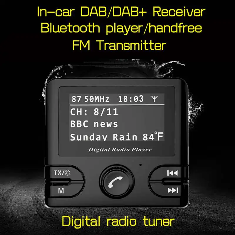 Автомобильный цифровой DAB/DAB+ радиоприемник аудио адаптер беспроводной fm-передатчик и Bluetooth Hands-Free DAB+ тюнер включает антенну
