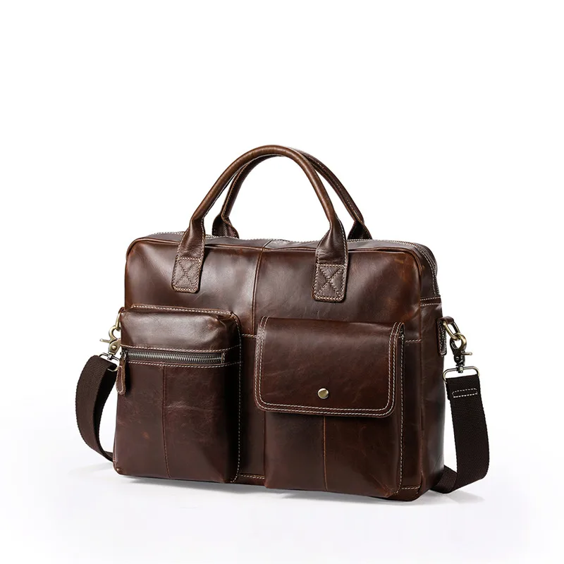 PNDME high quality top layer cowhide men's briefcase large capacity laptop bag vintage genuine leather messenger bag designer