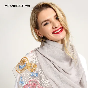 

Spring and summer net yarn cashew scog flower nail beads tourism temperament hundred-tie embroidered scarf woman