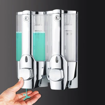 

Double Head Shower Dispenser Refillable Plastic Liquid Soap Dispenser Wall Mounted Hand Soap Shampoo Container Manual Dispenser