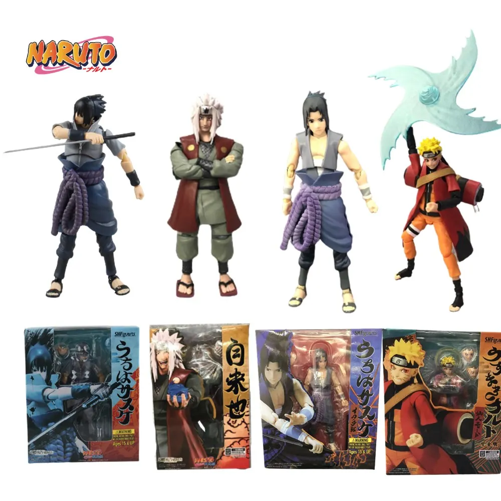Naruto Uzumaki Anime Figures PVC Toys Uchiha Sasuke Jiraiya SHF Model Action Figma Collection Xmas Gift Shippuden Kids Doll