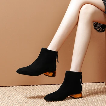 

2020 Quality Kid Suede Autumn Winter Warm Women Ankle Boots Female Short Boots Classis Chelsea Boots Dancing Shoes Woman