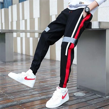 

Side Stripe Track Jogger Pants Men 2020 Reflective Label Track Harem Pants Homme Streetwear Male Hip Hop Joggers Large size 4XL