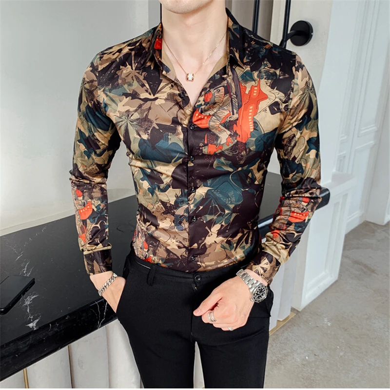 Мужские рубашки Camisa Masculina с длинным рукавом, Корейская приталенная дизайнерская официальная повседневная мужская рубашка высокого качества