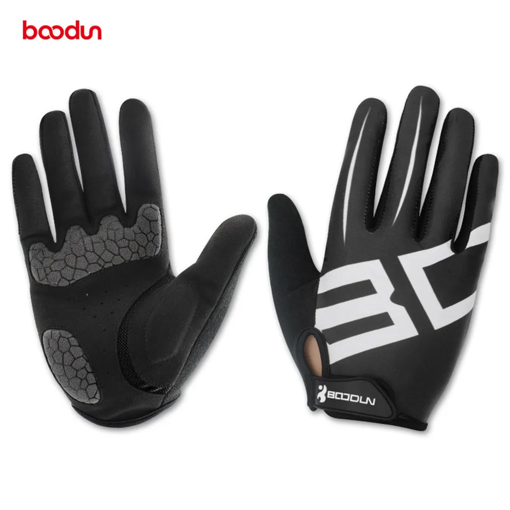 1 Pair Winter Bicycle Gloves Men Anti-slip Breathable Full Finger Cycling Gloves Sports Glove XR-Hot - Color: Black