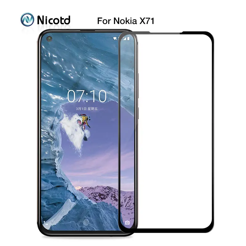 Curved Edge Protective Glass on the For Nokia X71 glass full cover nokia x71 TA-1167 TA-1172 Screen Protector Tempered | Мобильные