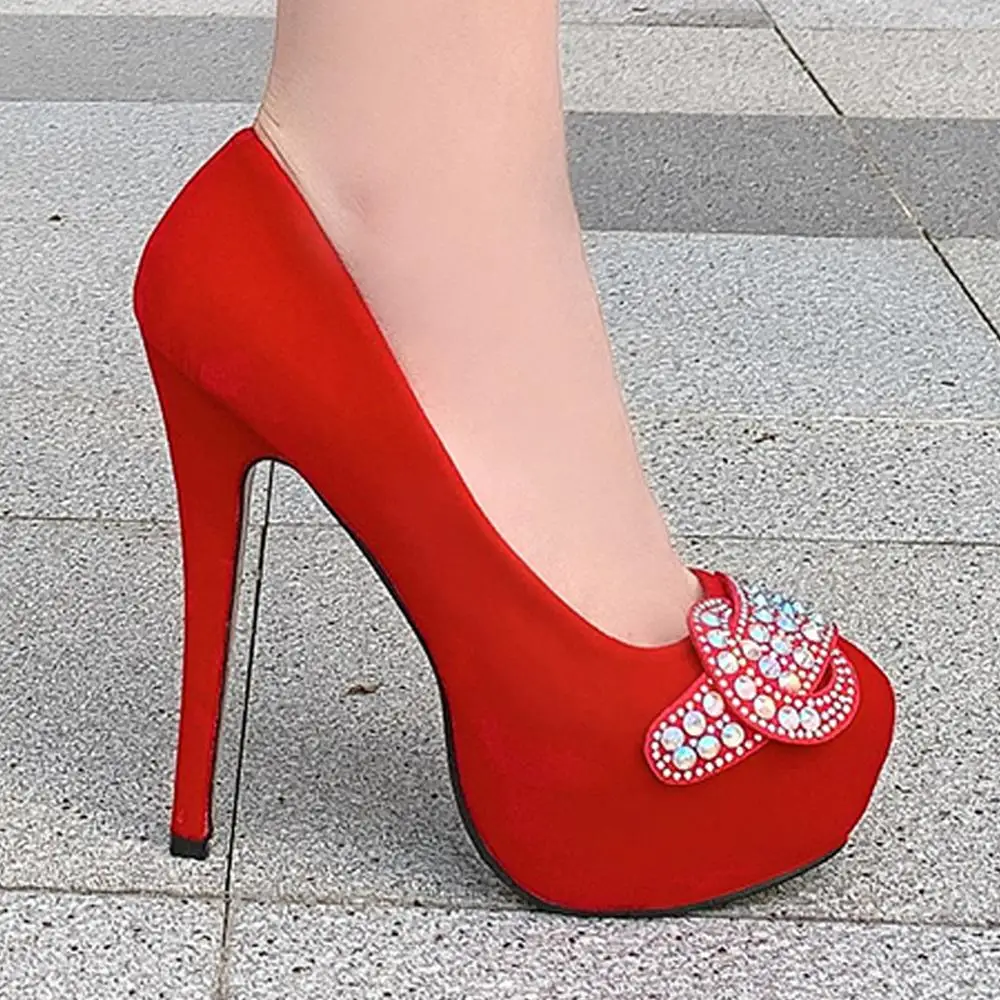 

Platform Womens Shoes Rhinestone round Buckle Platform High Heel Ladies Wedding Dress Shoes Supe High14cm plus Size Fine Elegant