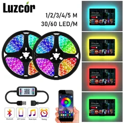 Bande lumineuse à LED RGB, Bluetooth, USB, Flexible, ruban de lumière à Diode, décoration de salle, ordinateur, TV, bureau, 1/2/3/4/5m 