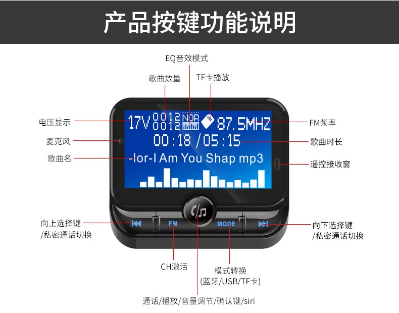 Echo li xun BC32 Bluetooth Hands-free автомобильный комплект fm-передатчик 1,8 дюймовый большой экран Автомобильный MP3 автомобильный Bluetooth Hands-free Телефон