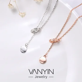 

Female S925 Fine Silver Necklace Jewelry Circle Disc Pulling Necklace Elegant Non-mainstream SimpleSense of Design Necklace