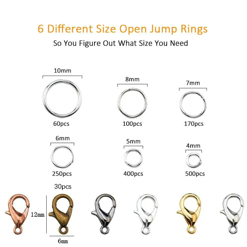 Zubehör für die Schmuckherstellung aus Edelstahl, offene Biegeringe, Abstandshalter, Perlen, Ohrringhaken für DIY-Armbänder, Schmuckherstellungsset, Set-Box – Detail 8