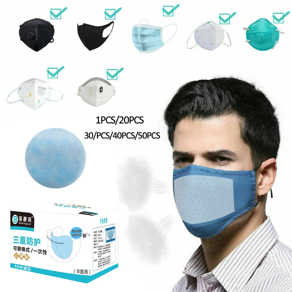 

1/20/30/40/50 pcs Disposable Face Filter Masks Replacement,Activated Breathing Pad,Cotton Breathing Protection Sheet Masks