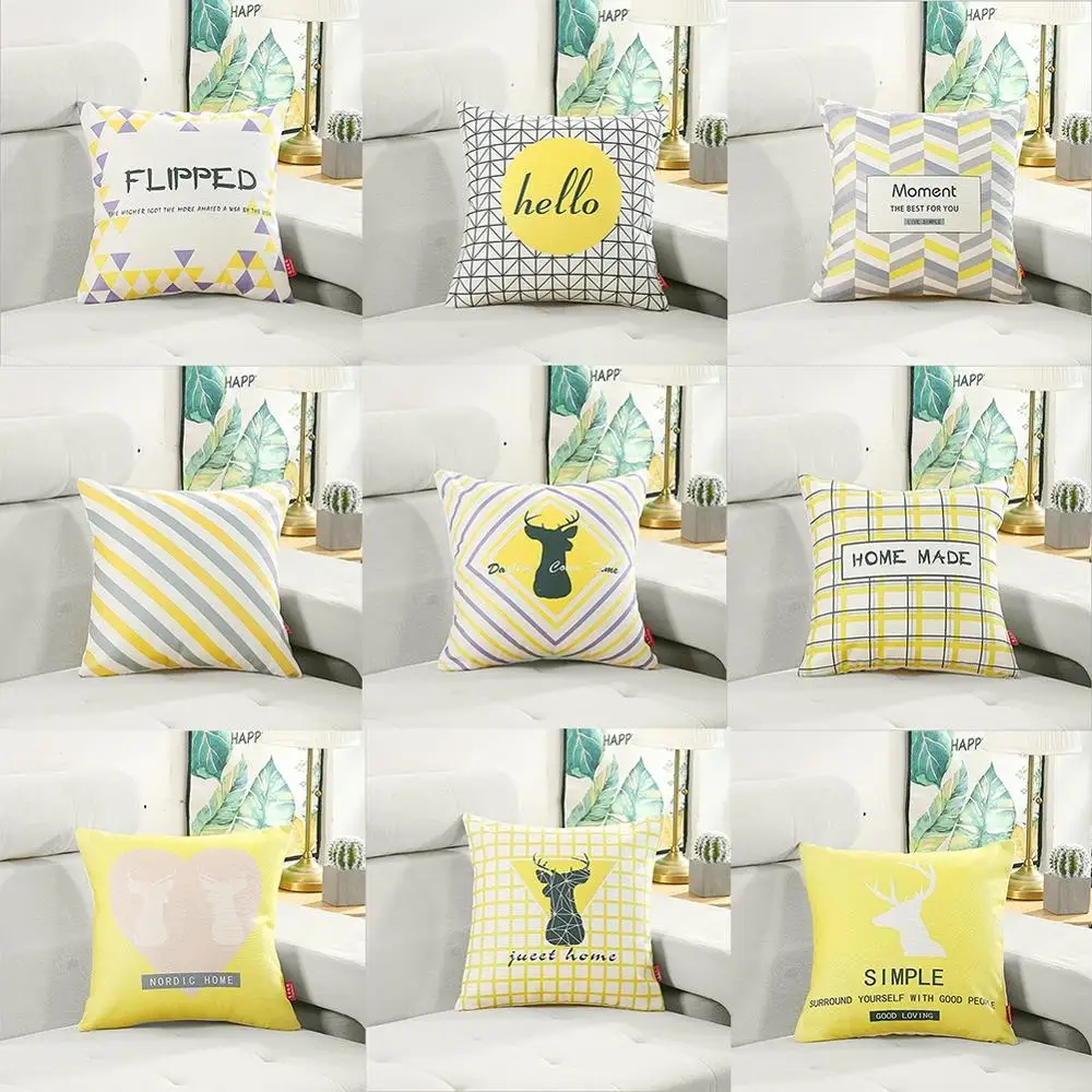 

1Pcs Geometric Pattern 18-Inch Linen Pillowcase Waist Cushion Pillowcase Home Fashion Sofa Cushion Cover Decoration