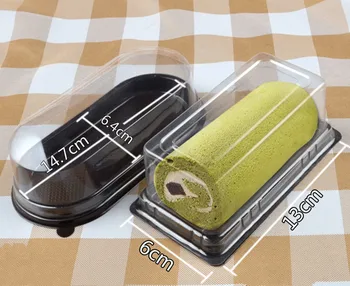 

50pcs Cake roll Swiss roll packing boxes transparent plastic cake packing boxes Tiger skin halberd boxes free shipping