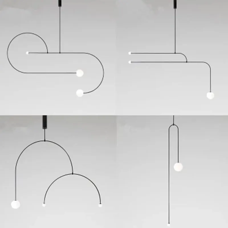 

Современная люстра в скандинавском стиле из черного металла особой формы светильник для интерьера, очень подходит для чердака или ресторана