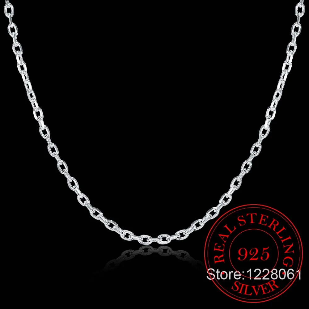 Woman's Fine Jewelry 925 Sterling Silver Flat ROLO Chain Necklace Charm 2MM Wide Silver Necklace 16"18" 20" 22" 24" silver necklace sterling chain necklace