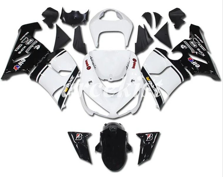4 подарки ABS мотоцикл Полный обтекатели комплект подходит для Kawasaki Ninja ZX-6R 2005 2006 05 06 ZX6R 636 набор Белый