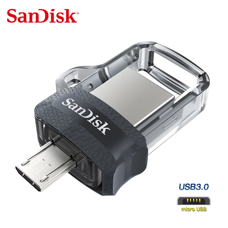 SanDisk SDDD3 флеш-накопитель 64 Гб 128 ГБ 256 ГБ ультра двойной флеш-накопитель Скорость считывания: до 130 МБ/с. 16 Гб оперативной памяти, 32 Гб встроенной памяти, usb-накопитель, карта памяти, 3,1 флеш-накопитель