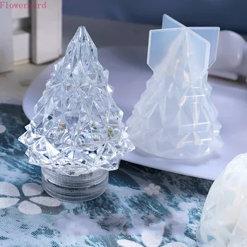 

Crystal Epoxy Resin Mold Christmas Mold Diy Handmade Color Night Light 3D Christmas Tree Silicone Mold Cake Decorating Tools