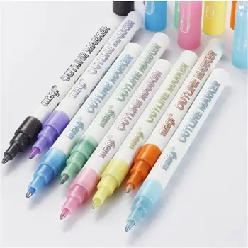 

Self-outline Metallic Markers, 8pcs Double Line Pen BuIIet JournaI Pens & Colored Permanent Marker Pens for Kids, Adults