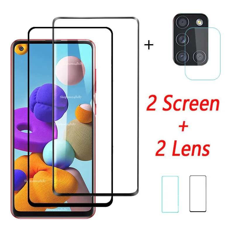 Чехол 4 в 1 для samsung galaxy a21s a21 a01 a71 a51 5g a41 a31 a11 m31s защита экрана закаленное стекло