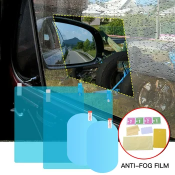 

4pcs Rainproof Rearview Mirror Sticker Auto Car Vehicles Window Anti Fog Decorative Adhesive Protective Film