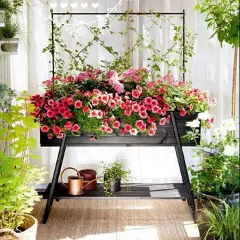 

Rural American Iron Flower Frame Solid Wood Decoration Frame Flower Frame Pastoral Multi-meat Reception Frame Balcony Flower Sho