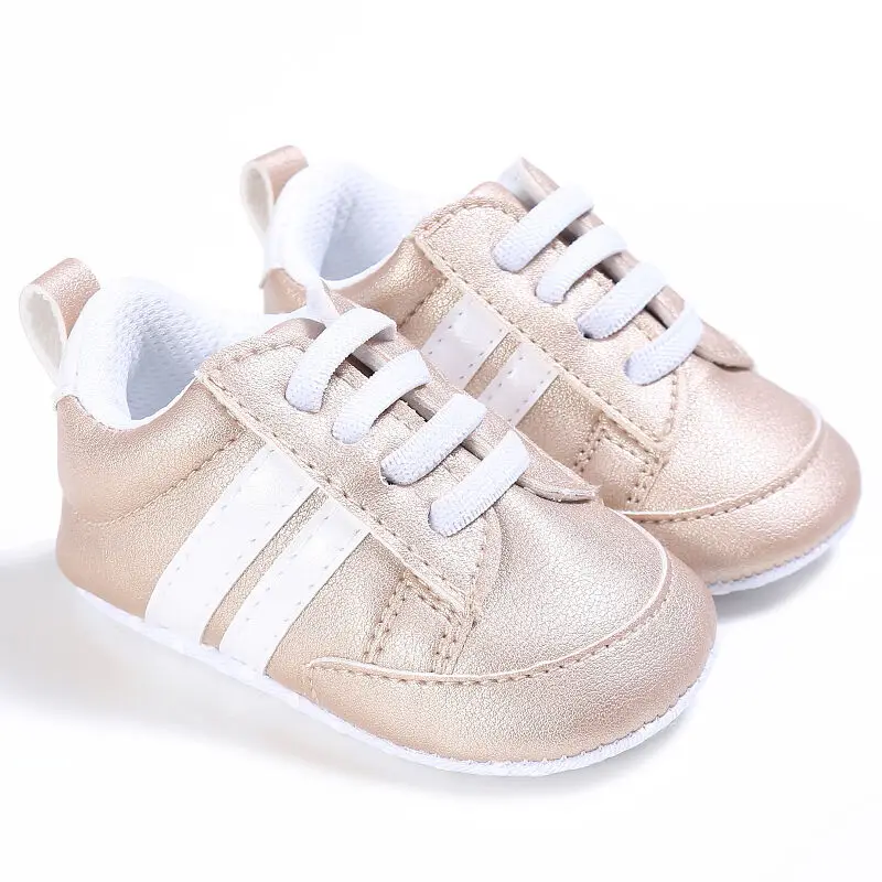 FOCUSNORM/Детская кроватка; спортивная обувь унисекс; повседневная обувь на мягкой подошве со шнуровкой в полоску для малышей 0-18 месяцев - Цвет: G