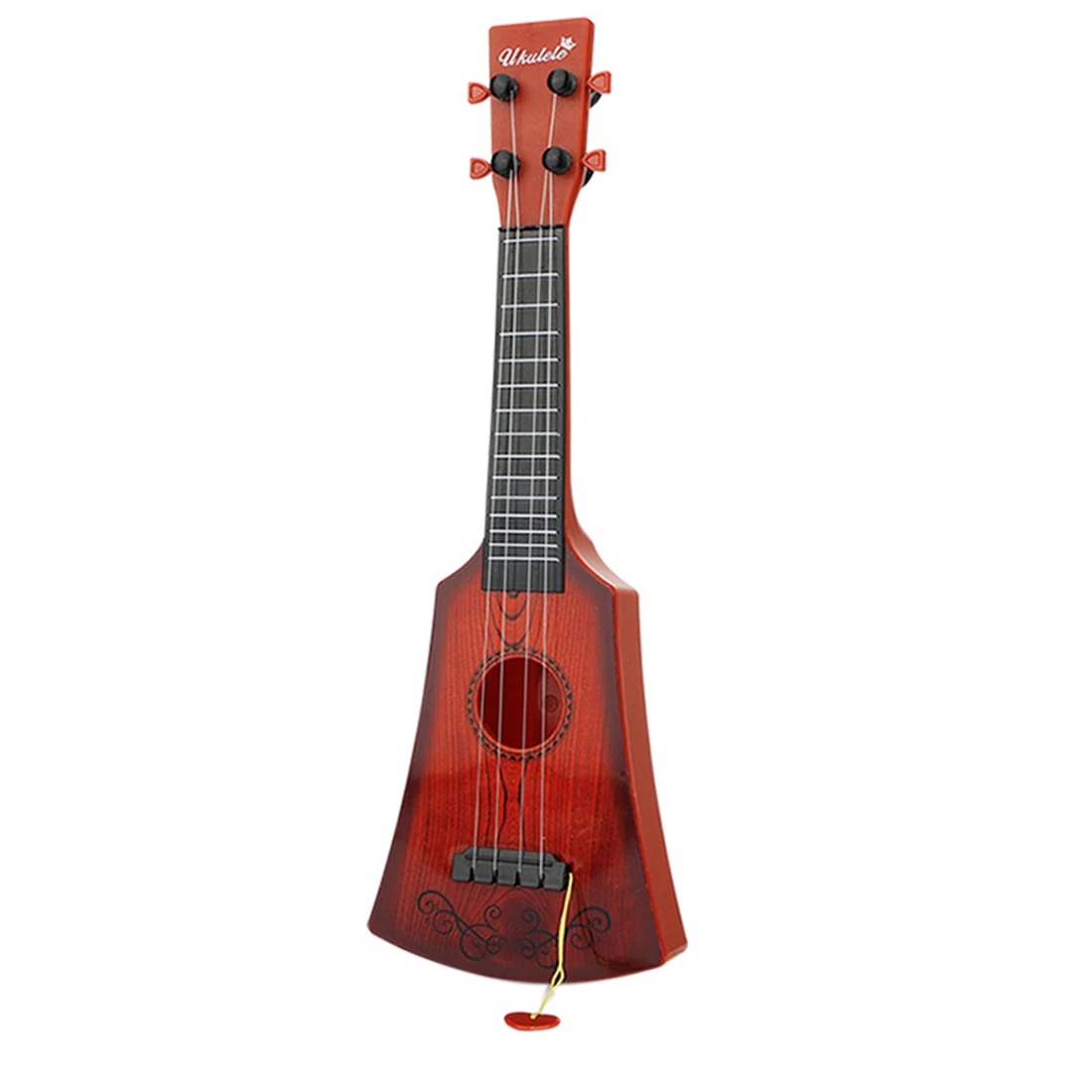 17 Inches Children Instrument Simulation Ukulele Playable Musical Toy With String Kids Gift- Light Brownness/Burlywood/Redwood