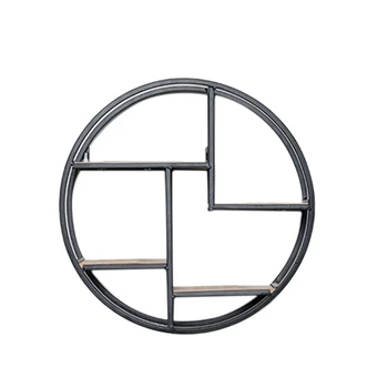 

Design Wall Shelf L with 4 Shelves L Round Industrial Shelf L Wood 100% Natural Welded Metal 37X37Cm