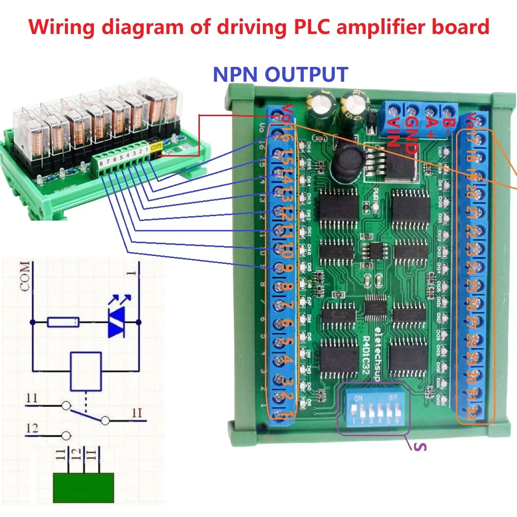 DC 12 В 24 32-канальный DIN35 C45 рельсовый ящик RS485 Modbus RTU ULN2803A транзистор Дарлингтона