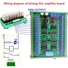 Dc 12v 24v 32-canais din35 c45 caixa de trilho rs485 modbus rtu uln2803a darlington transistor controlador plc io placa de expansão