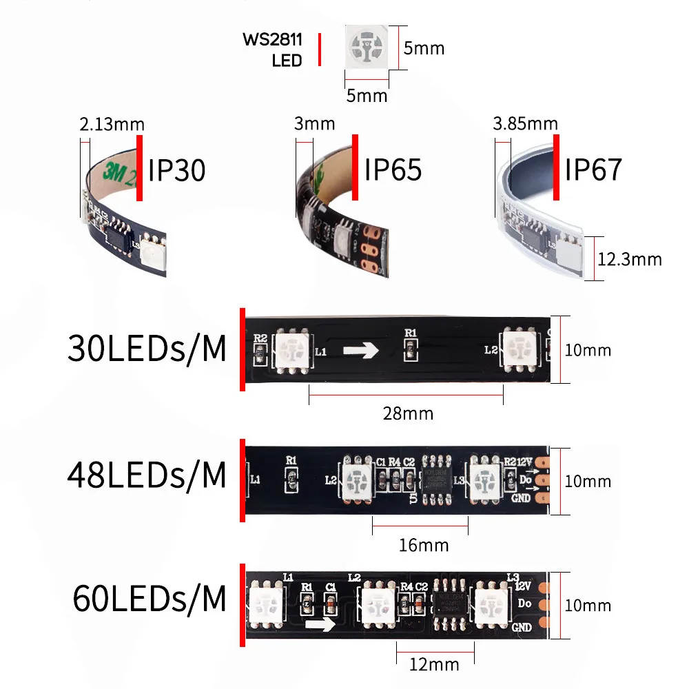 Dream color ws2811 Светодиодные полосы света 5050 RGB световой шнур с приложением SP105E контроллер Лента со светодиодными лампочками светодиодный струнный свет комплект 12 В