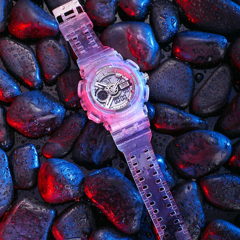 Новые парные часы спортивные с двойным дисплеем водонепроницаемые часы прозрачные мужские и женские наручные часы Reloj Hombre любовные часы подарок
