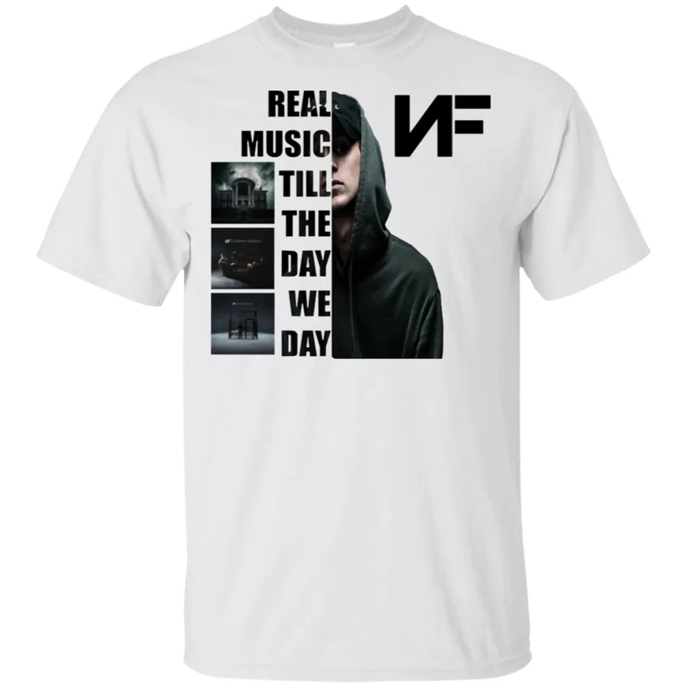 Футболка Nf Real Music Till The Day We Die Logo белая-серая для мужчин и женщин Мужская молодежная
