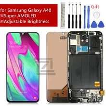 Super AMOLED для samsung A40 lcd A405 lcd дисплей кодирующий преобразователь сенсорного экрана в сборе с рамкой Замена экрана Запчасти для ремонта