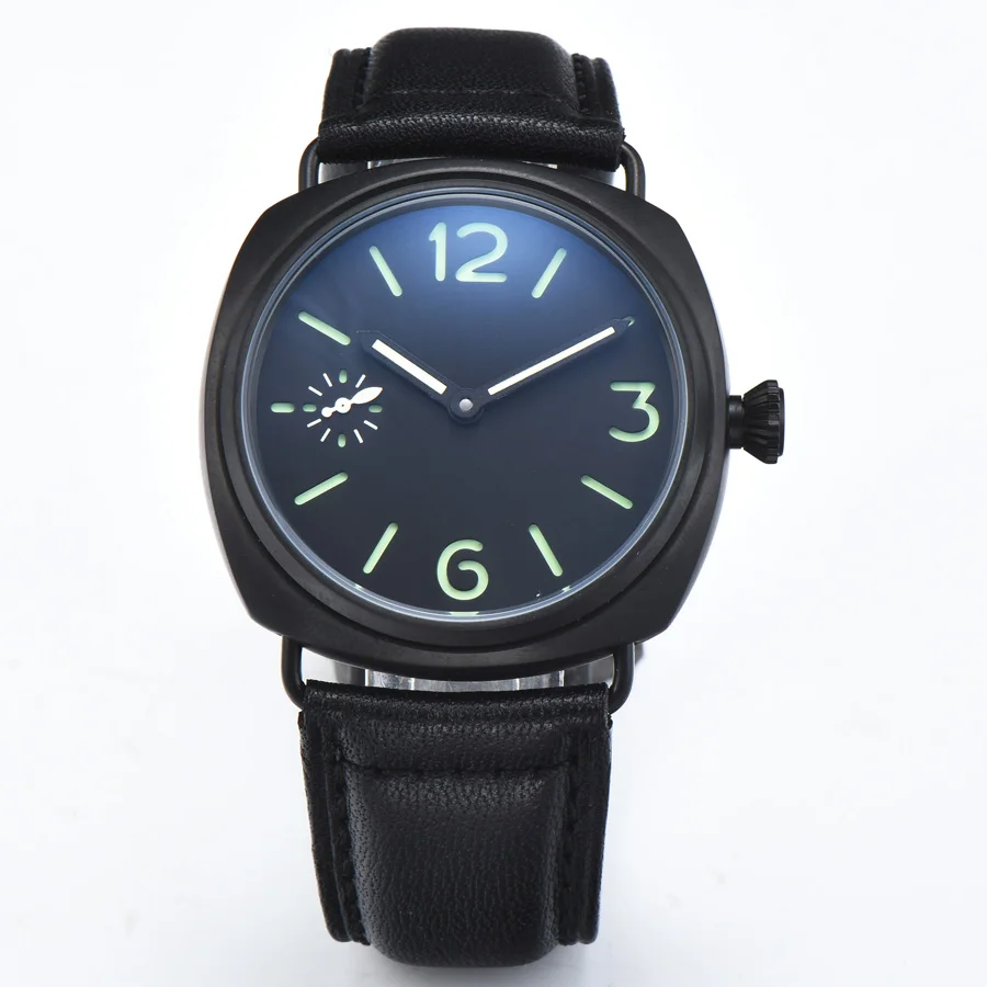 

watch men Manual winding mechanical watch Luminous waterproof pvd Leather 45MM NH17