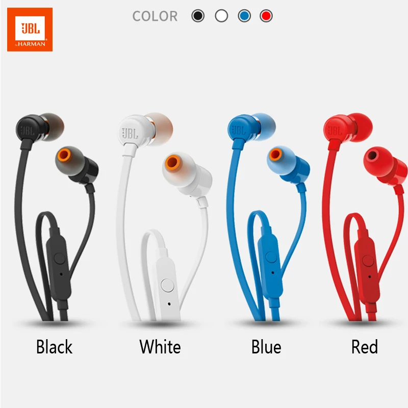 JBL T110 In Ear 3 5mm Wired Earphones Stereo Music Deep Bass Earbuds Sport Running Headset with Mic For IOS Android