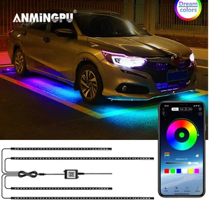 Image 1 - ANMINGPU 유연한 LED 스트립 자동차 Underglow 빛 원격/APP 제어 자동차 LED 네온 Underbody 빛 RGB 장식 분위기 램프