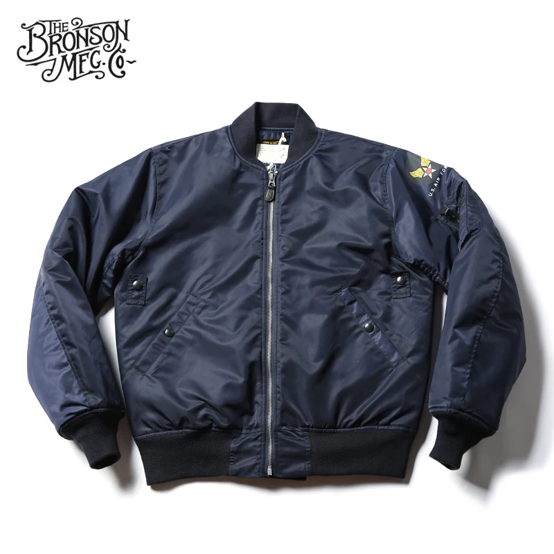 

Bronson Korean War USAF B-15C MOD Flight Jacket Men Military Uniform Nylon Blue
